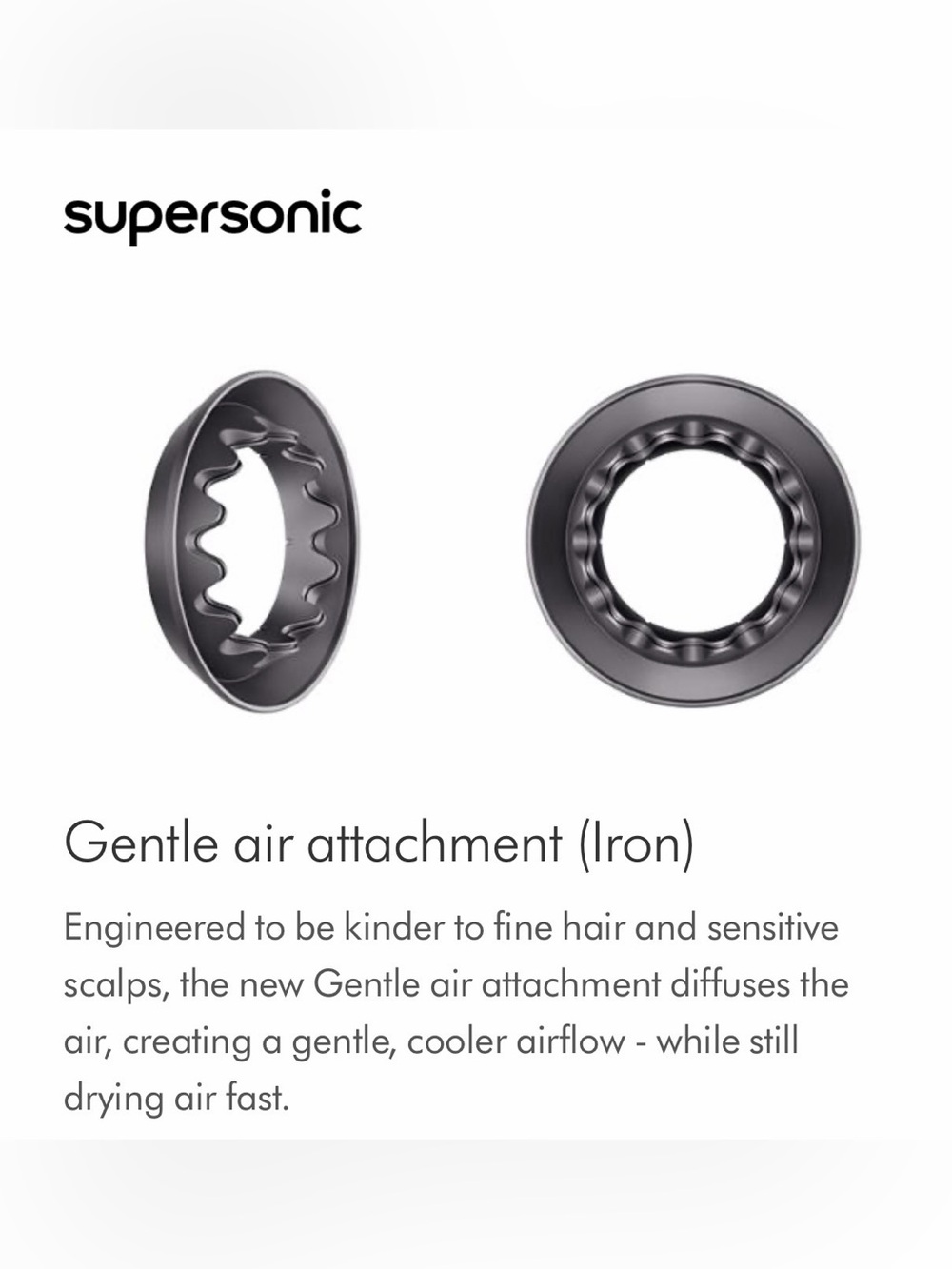 Dyson Supersonic Hair Dryer Gentle Air Attachment in Iron